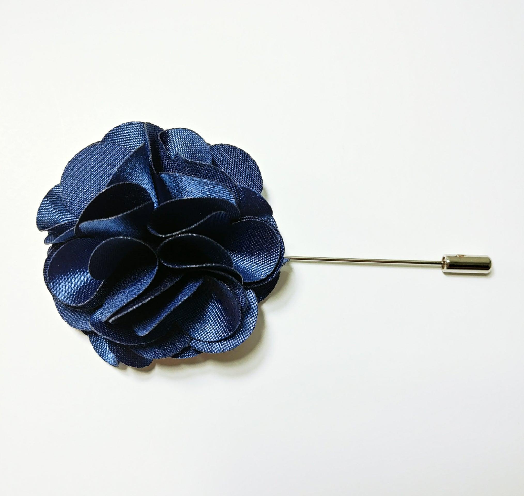 Lapel Pin Floral Navy Blue - STYLETIE