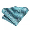Light Blue Paisley Silk Tie Pocket Square Cufflink Set - STYLETIE
