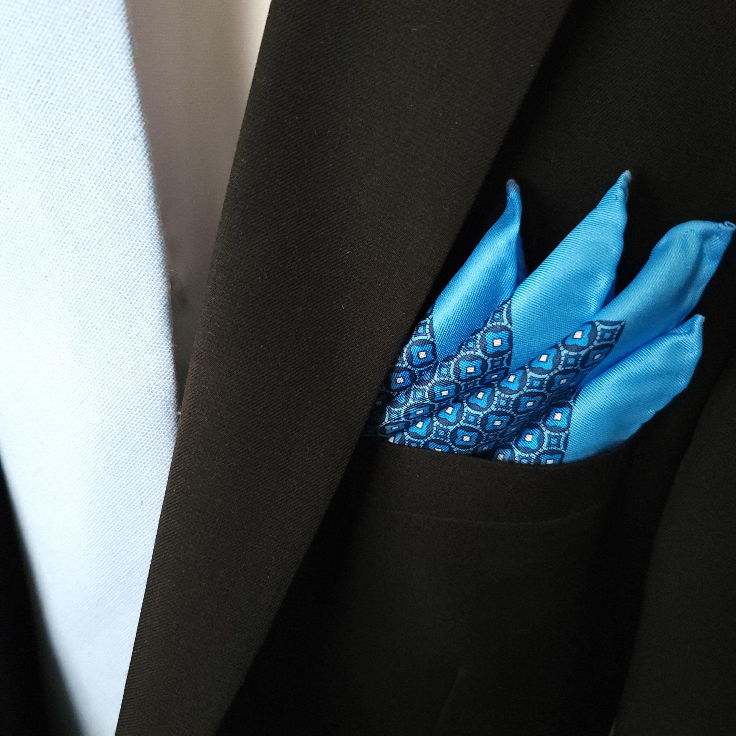 Light Blue Polka Dot Stylish and Elegant Silk Pocket Square - STYLETIE
