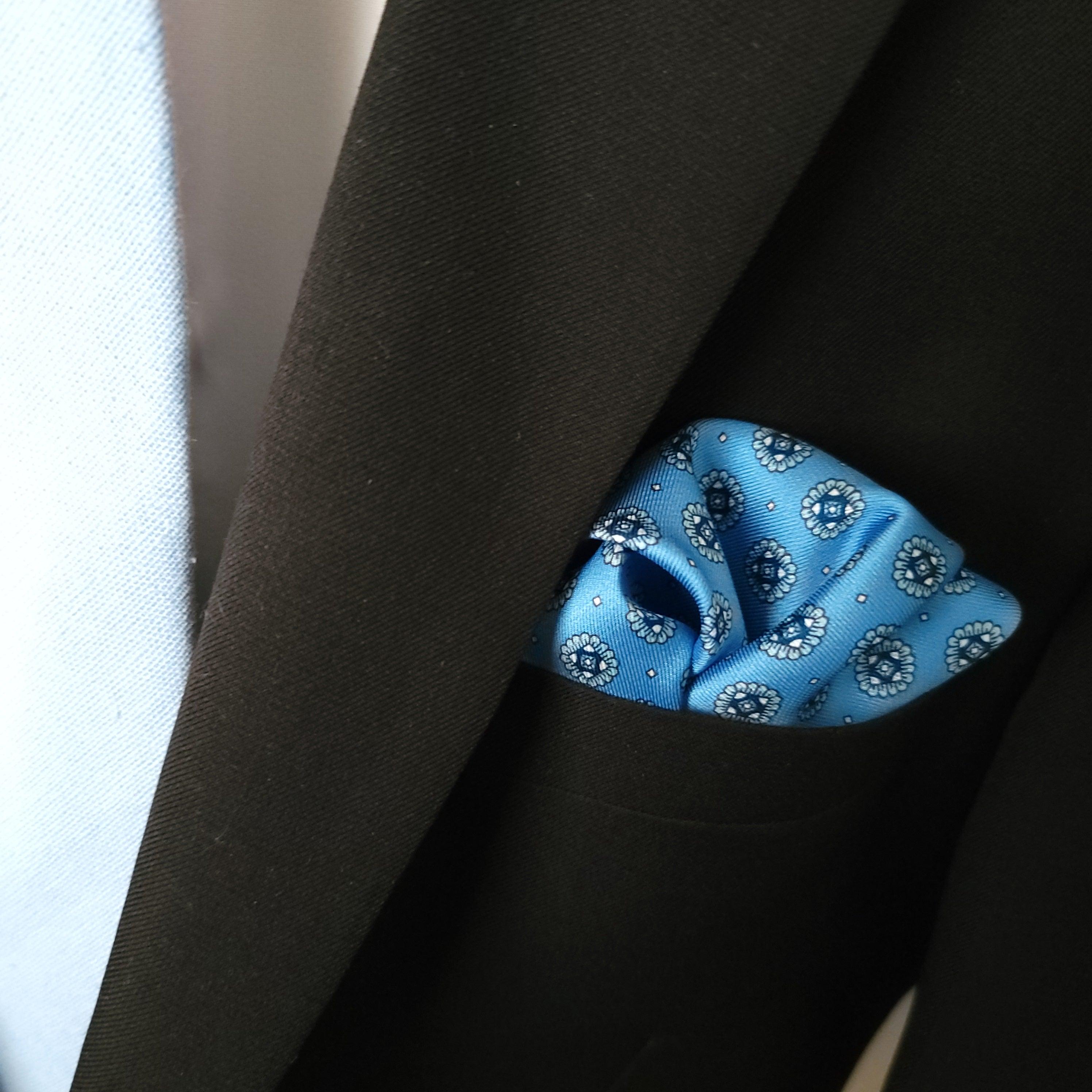 Light Blue Stylish and Elegant Silk Pocket Square - STYLETIE