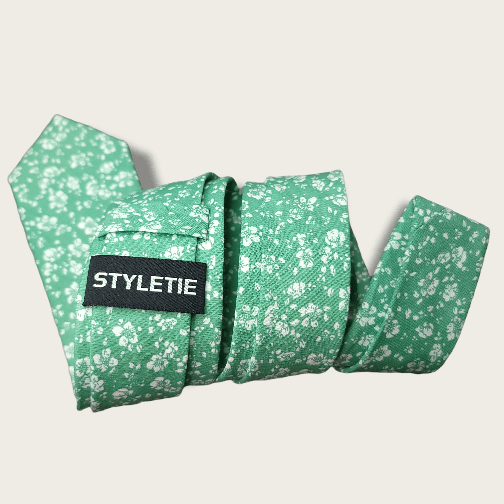 Mint Green Floral Tie - STYLETIE