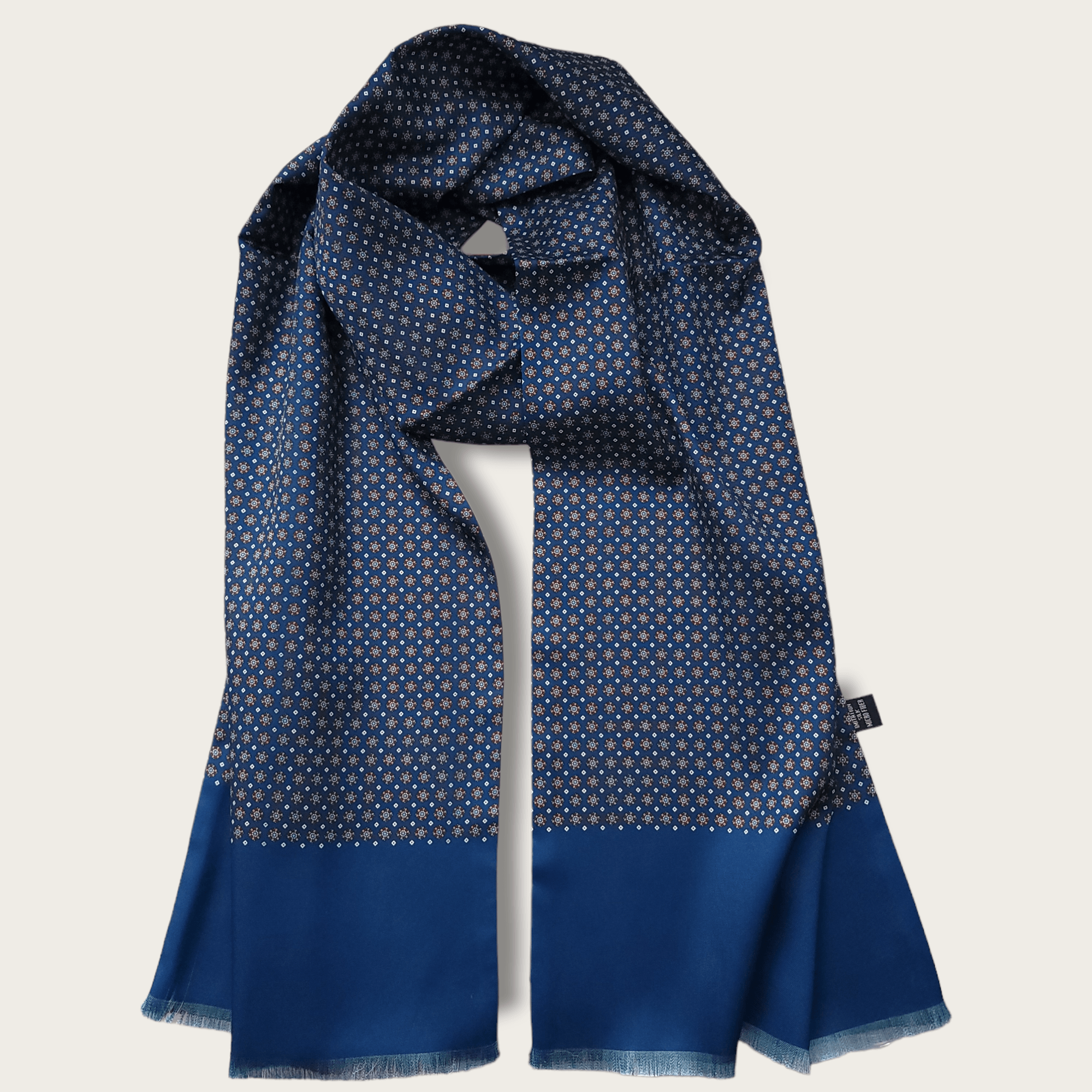 Navy Blue Brown Dot Luxury Scarf - STYLETIE