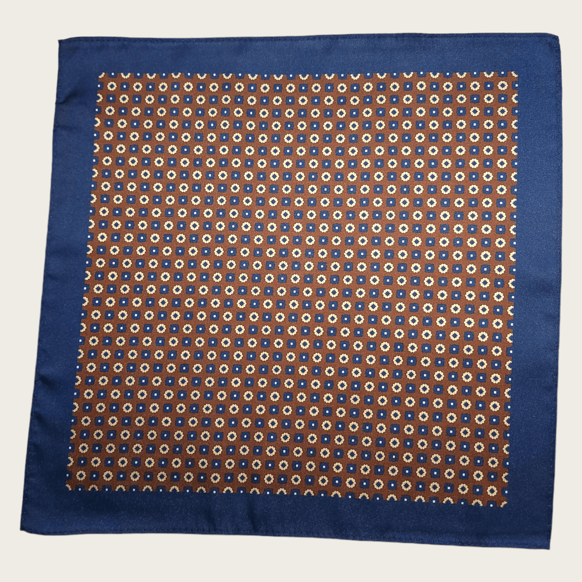 Navy Blue Brown Dot Stylish and Elegant Silk Pocket Square - STYLETIE