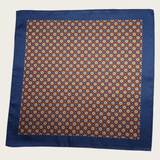 Navy Blue Brown Dot Stylish and Elegant Silk Pocket Square