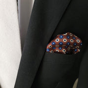 Navy Blue Brown Dot Stylish and Elegant Silk Pocket Square - STYLETIE