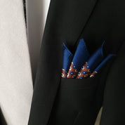 Navy Blue Brown Dot Stylish and Elegant Silk Pocket Square - STYLETIE