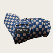 Navy Blue Brown Floral Tie - STYLETIE