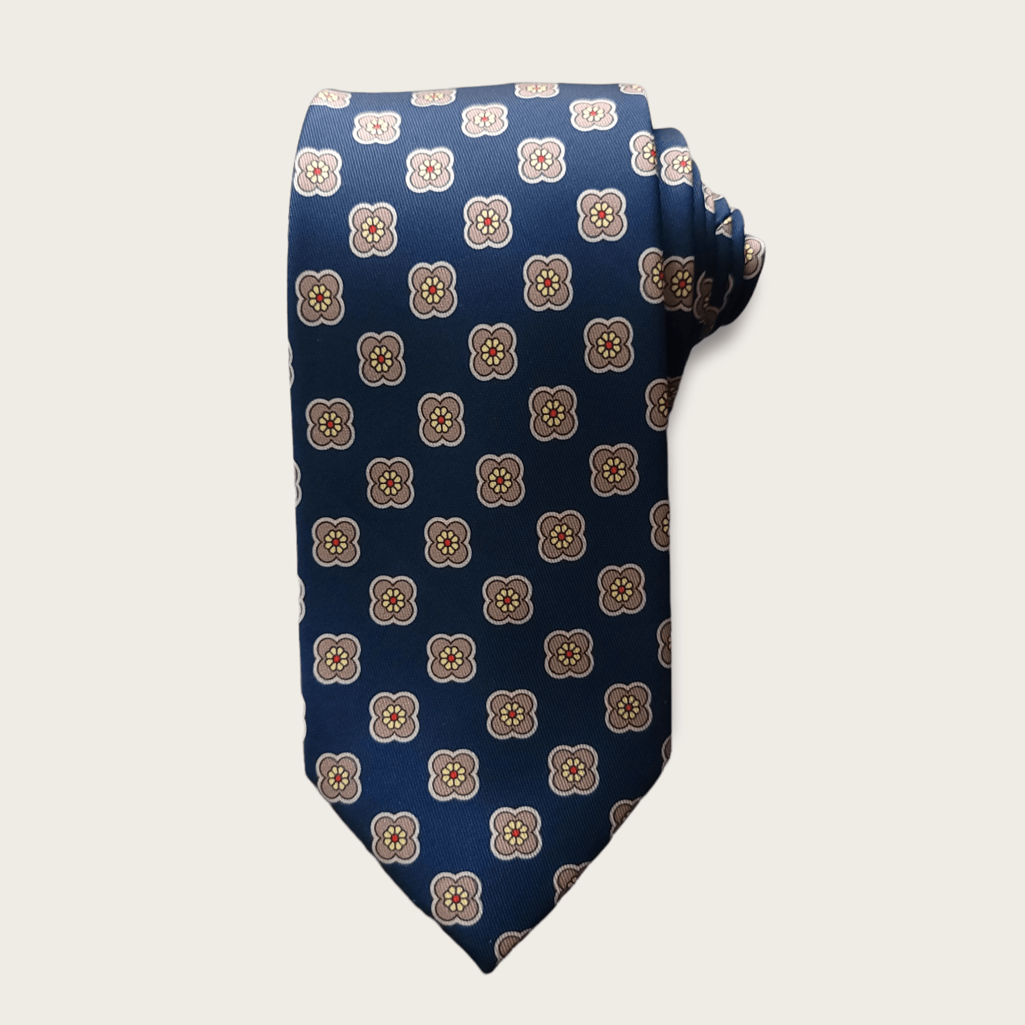 Navy Blue Brown Floral Tie - STYLETIE