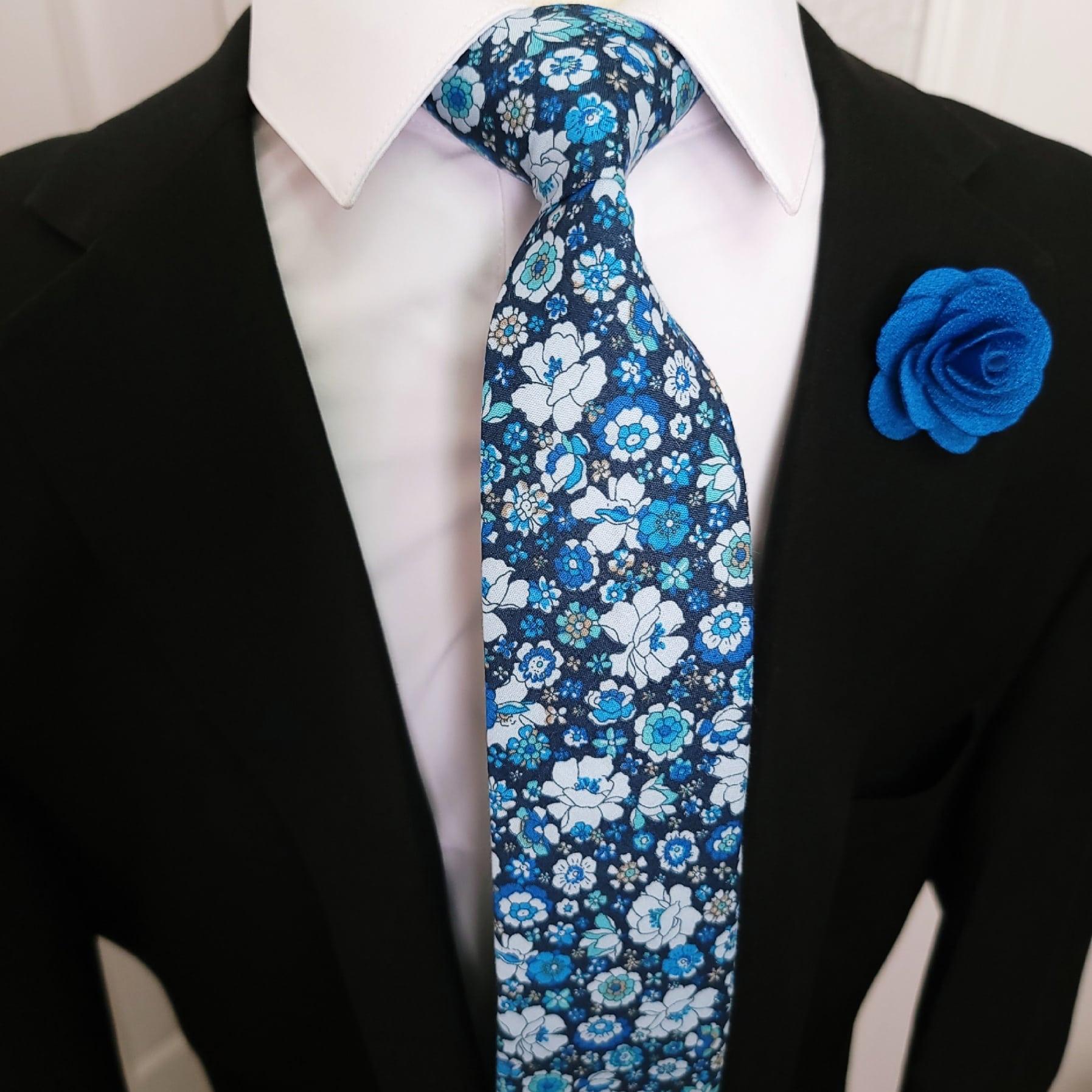 Navy Blue Floral Slim Tie - STYLETIE