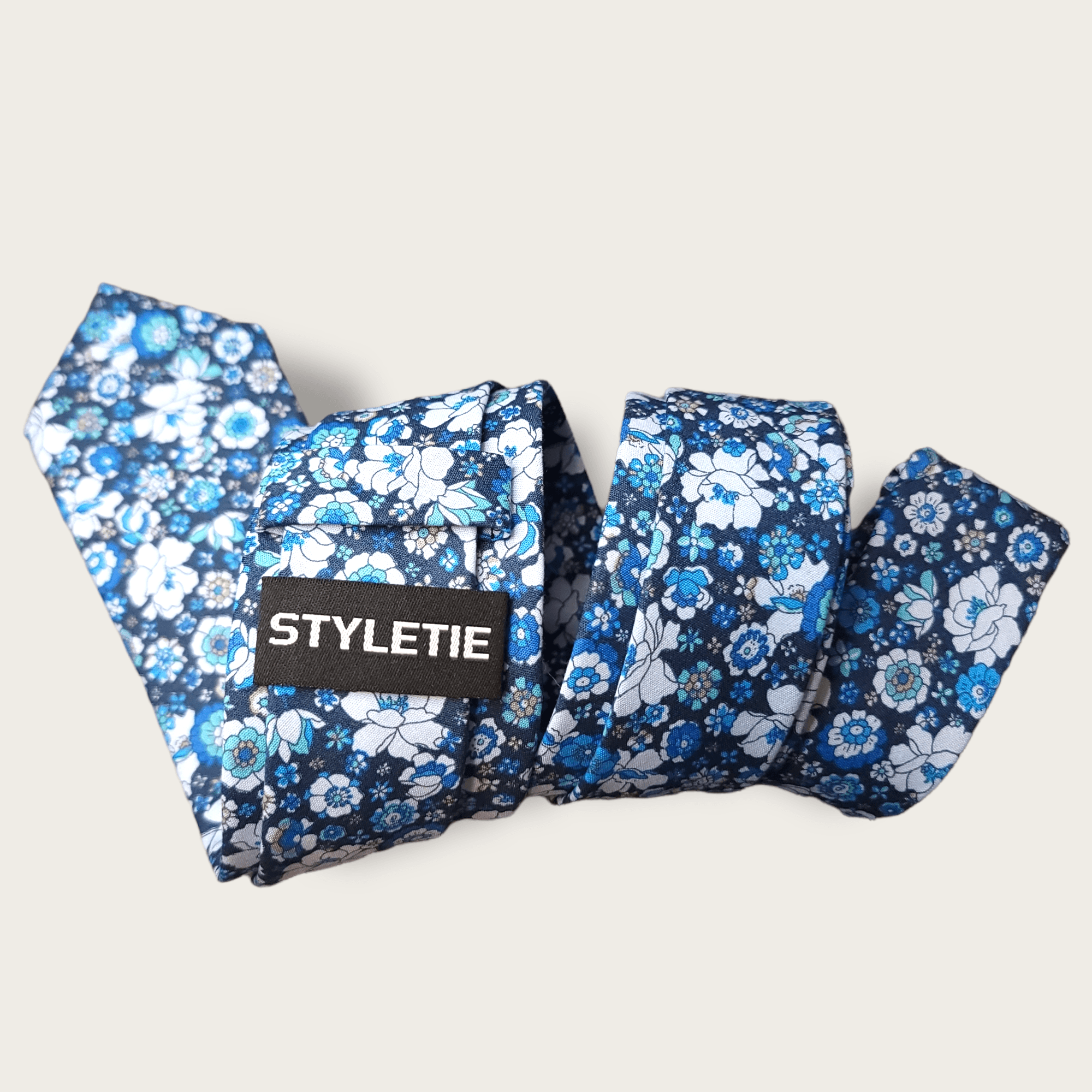 Navy Blue Floral Slim Tie - STYLETIE