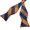 Navy Blue Gold Plaid Silk Bowtie Pocket Square Cufflink Set - STYLETIE