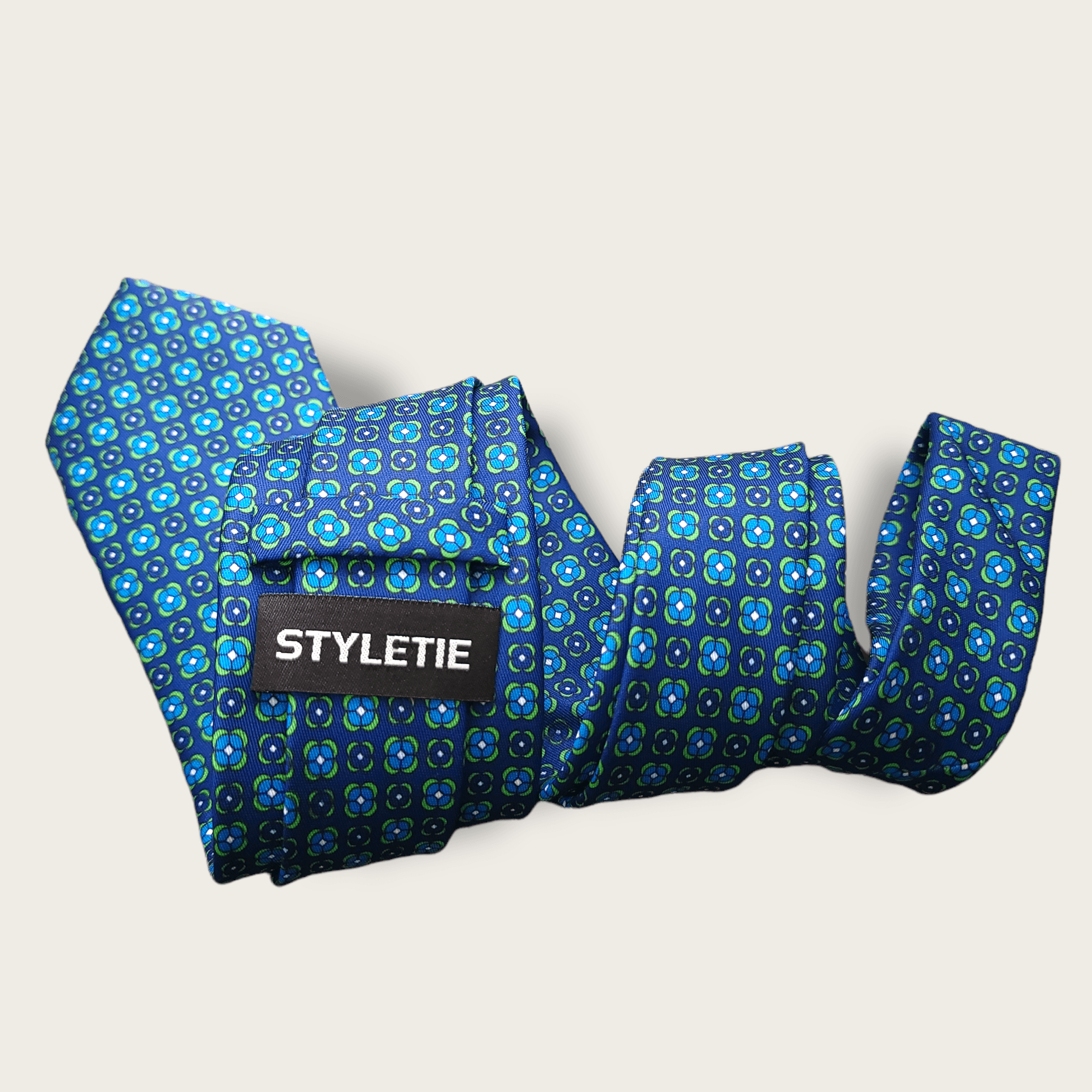 Navy Blue Green Dot Tie - STYLETIE