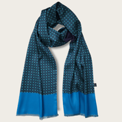 Navy Blue Green Light Blue Dot Luxury Scarf - STYLETIE