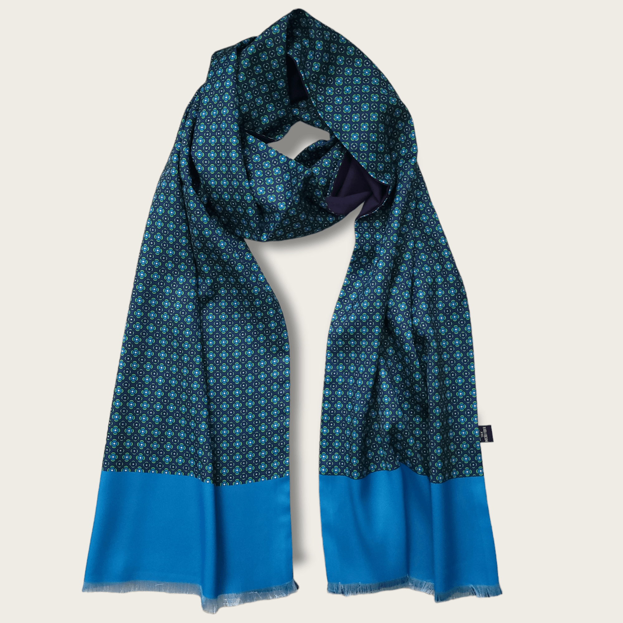 Navy Blue Green Light Blue Dot Luxury Scarf - STYLETIE