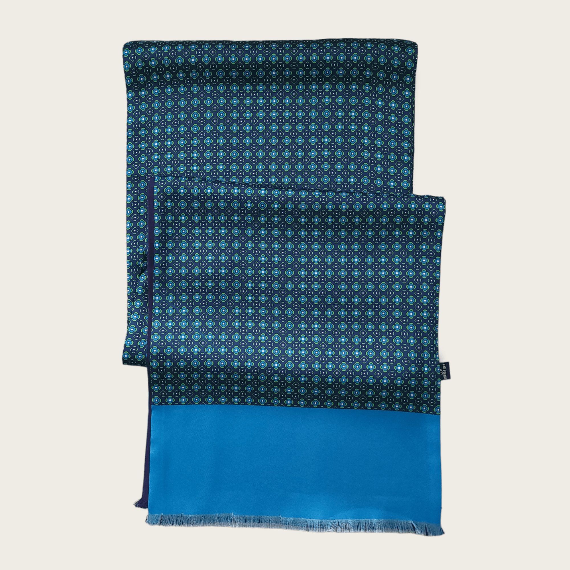 Navy Blue Green Light Blue Dot Luxury Scarf - STYLETIE