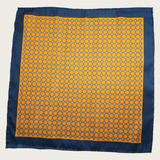 Navy Blue Honey Orange Stylish and Elegant Silk Pocket Square