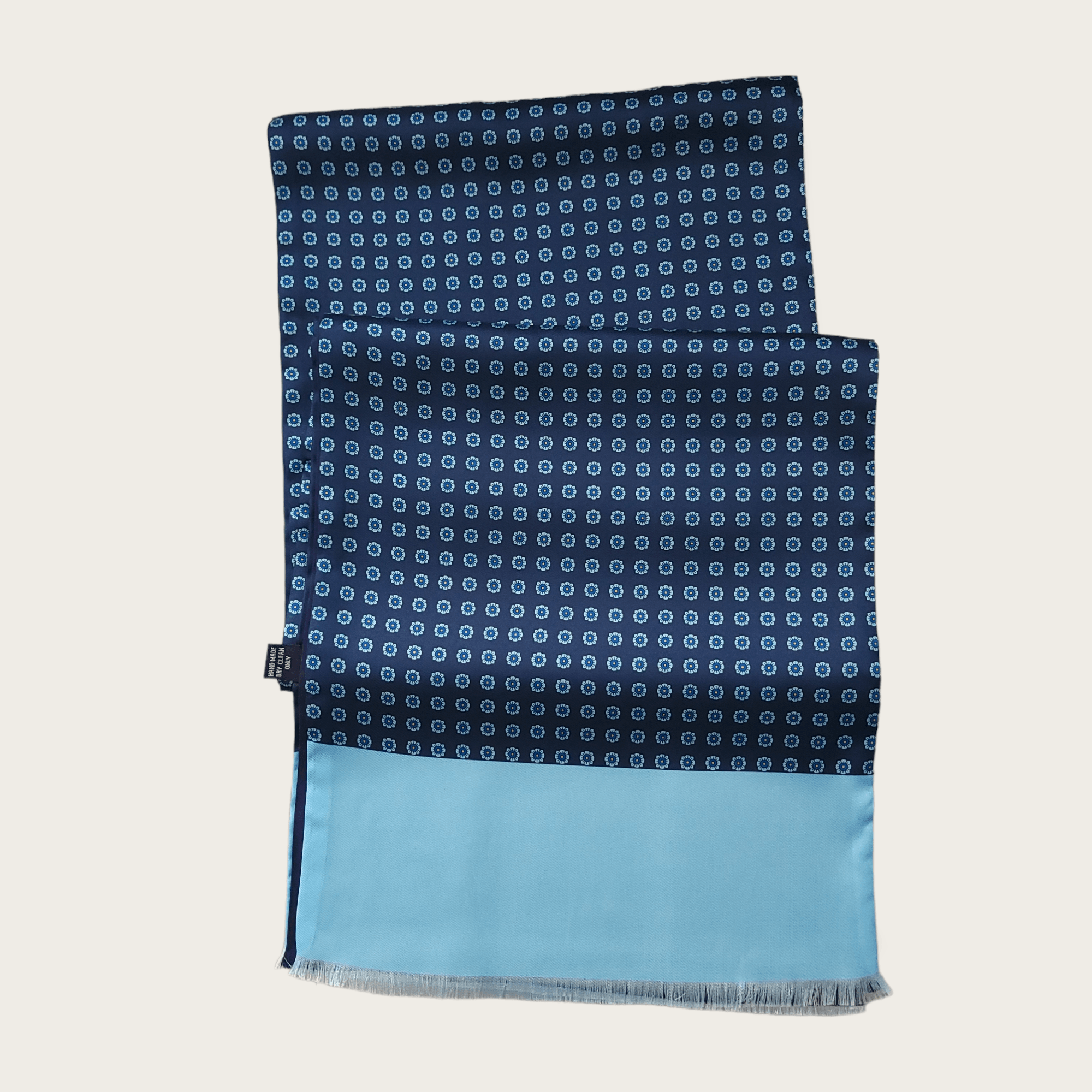Navy Blue Light Blue Floral Luxury Scarf - STYLETIE