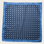 Navy Blue Light Blue Floral Stylish and Elegant Silk Pocket Square - STYLETIE