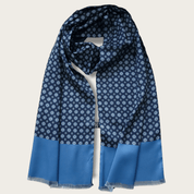 Navy Blue Light Blue Polka Dot Luxury Scarf - STYLETIE