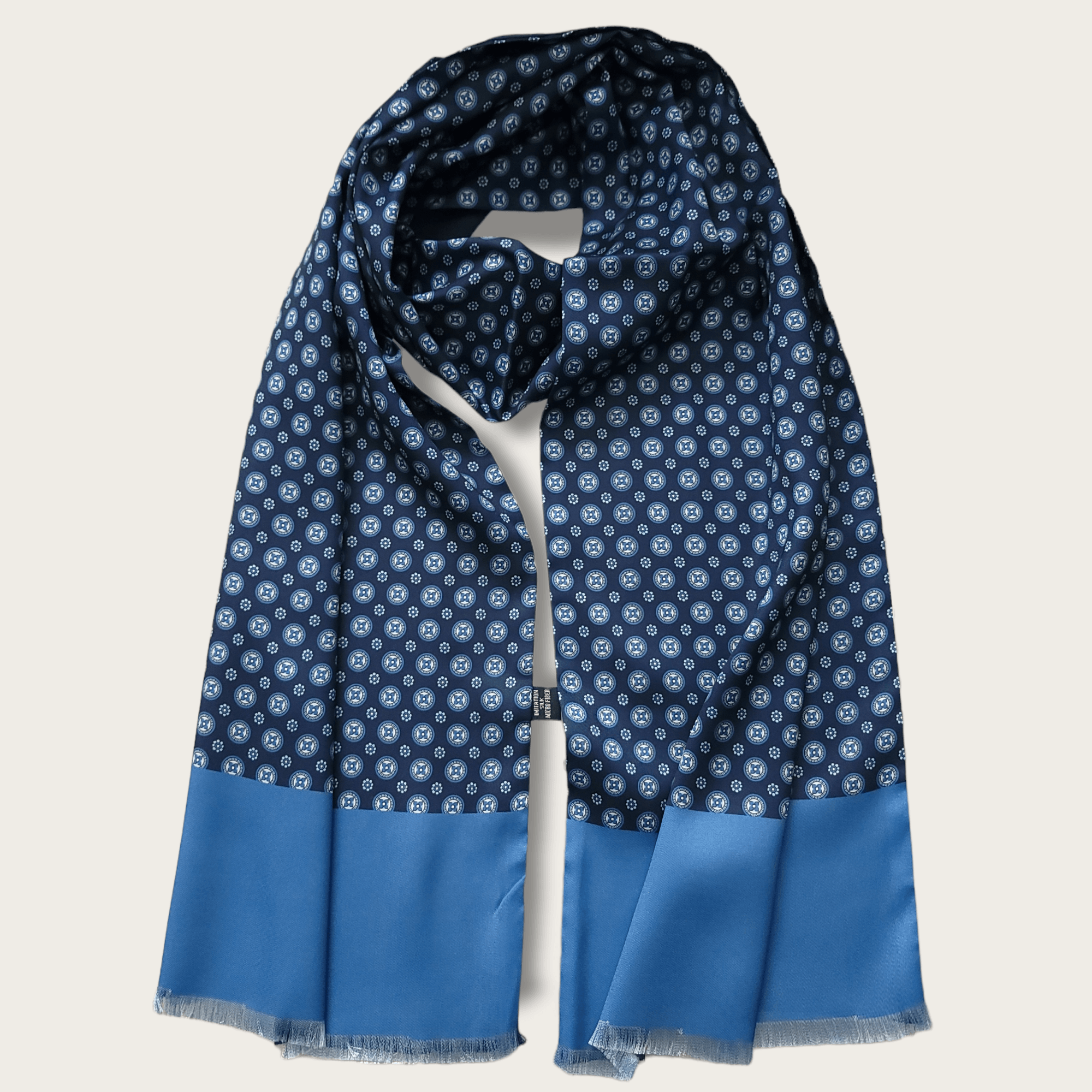 Navy Blue Light Blue Polka Dot Luxury Scarf - STYLETIE
