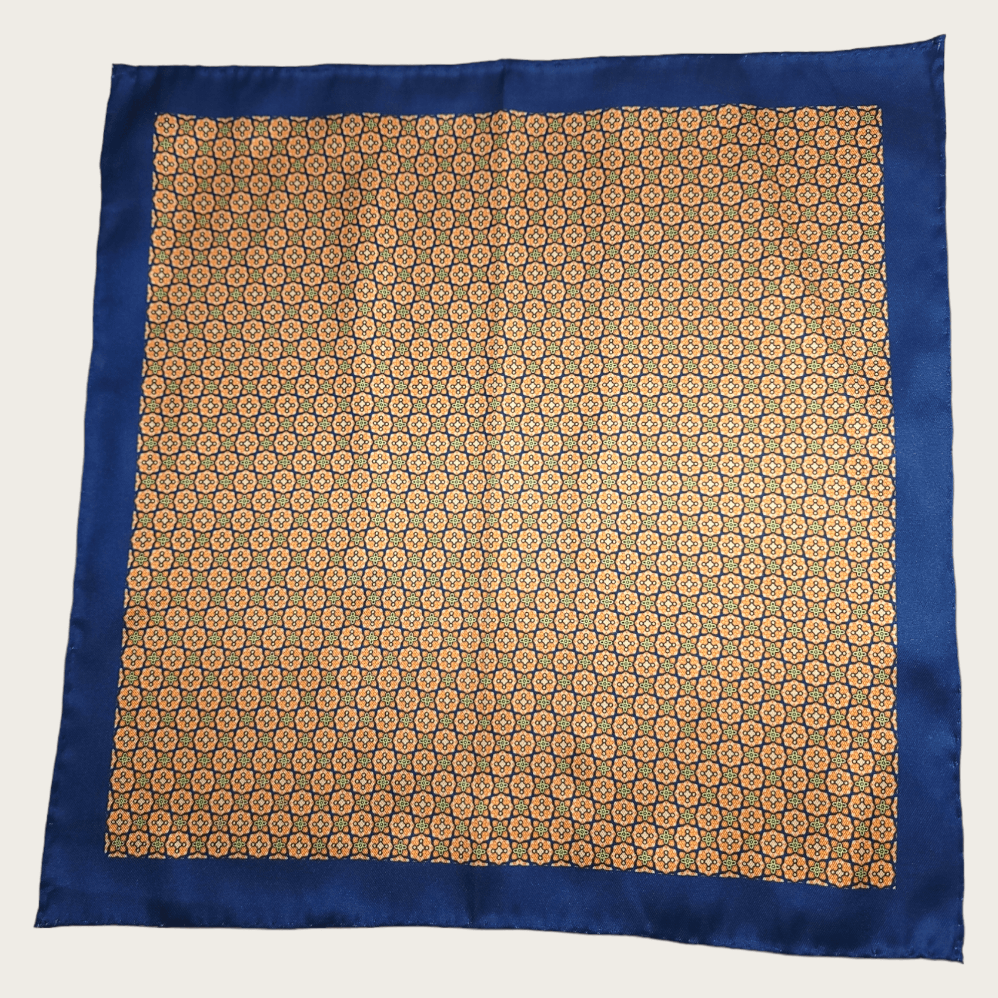 Navy Blue Orange Dot Stylish and Elegant Silk Pocket Square - STYLETIE
