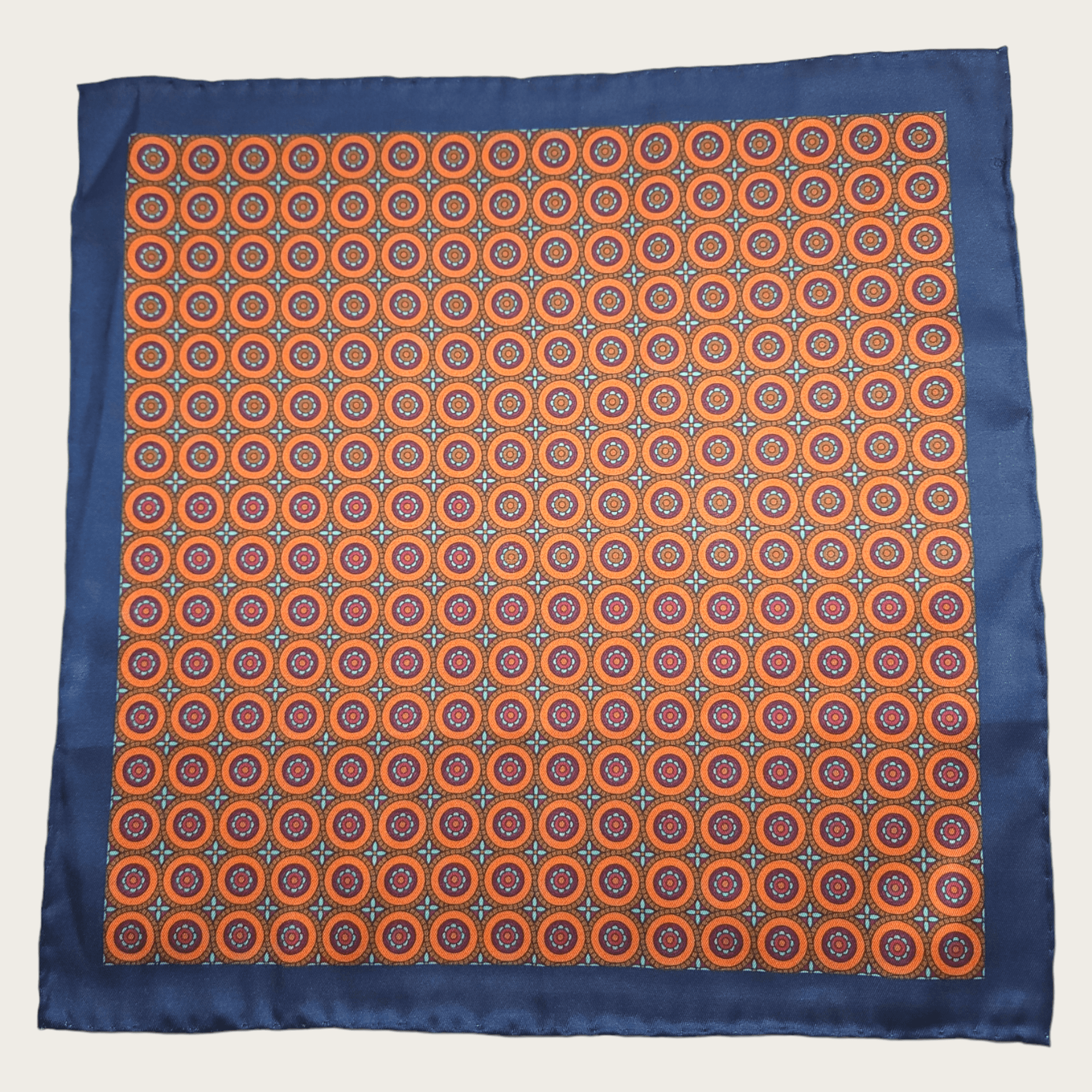 Navy Blue Orange Polka Dot Stylish and Elegant Silk Pocket Square - STYLETIE
