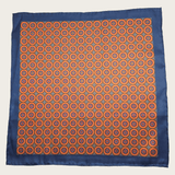Navy Blue Orange Polka Dot Stylish and Elegant Silk Pocket Square