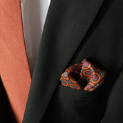 Navy Blue Orange Polka Dot Stylish and Elegant Silk Pocket Square - STYLETIE
