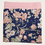 Navy Blue Pink Floral Reversible Pocket Square