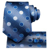 Navy Blue Polka Dot Silk Tie Pocket Square Cufflinks Set - STYLETIE