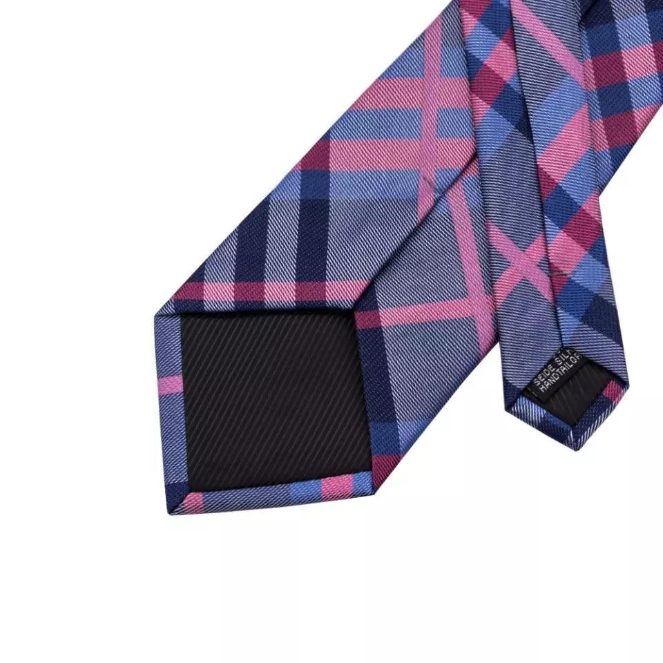 Navy Blue Purple Tie Set of Pocket Square & Cufflinks - STYLETIE