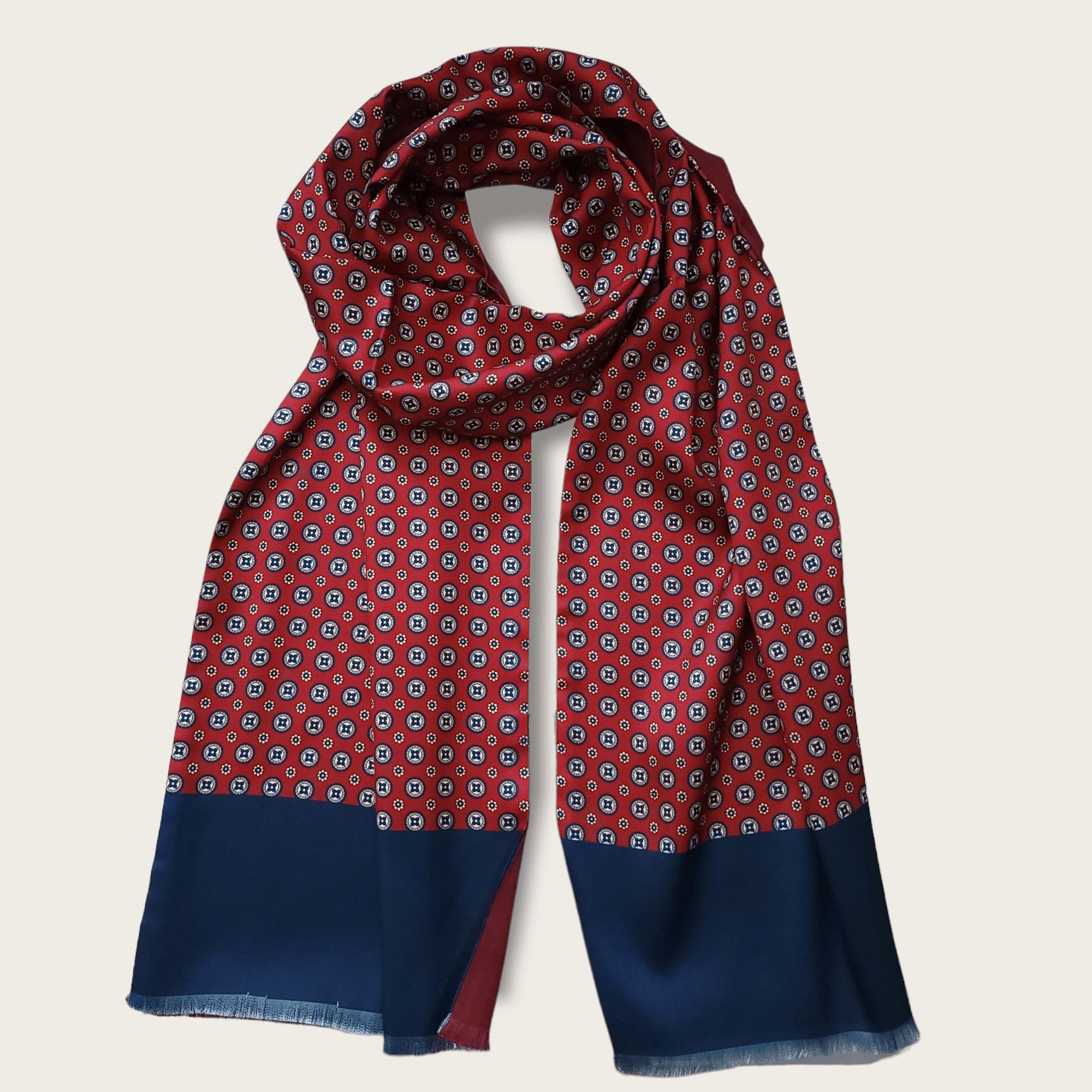 Navy Blue Red Dot Luxury Scarf - STYLETIE