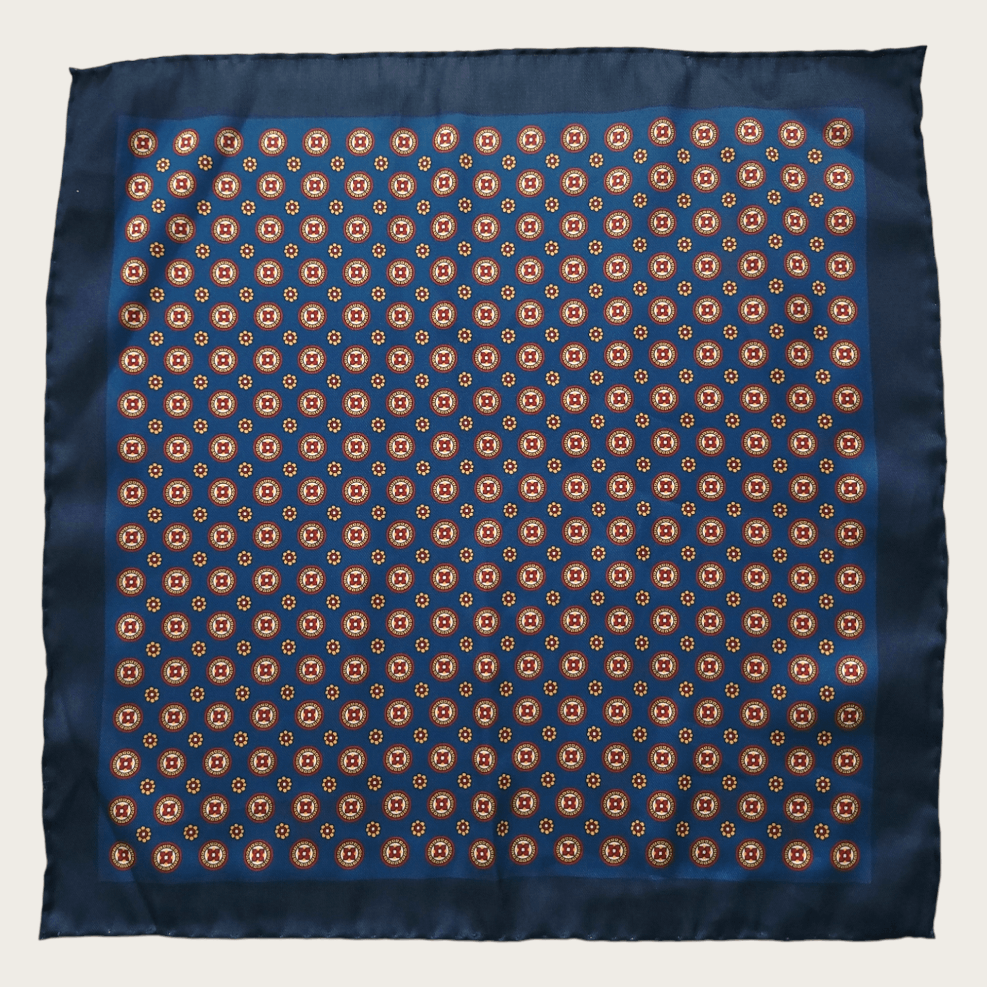 Navy Blue Red Floral Polka Dot Stylish and Elegant Silk Pocket Square - STYLETIE