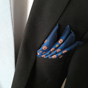 Navy Blue Red Floral Polka Dot Stylish and Elegant Silk Pocket Square - STYLETIE