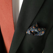 Navy Blue Sage Green Polka Dot Stylish and Elegant Silk Pocket Square - STYLETIE