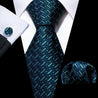 Navy Blue Stripe Silk Tie Pocket Square Cufflink Set - STYLETIE