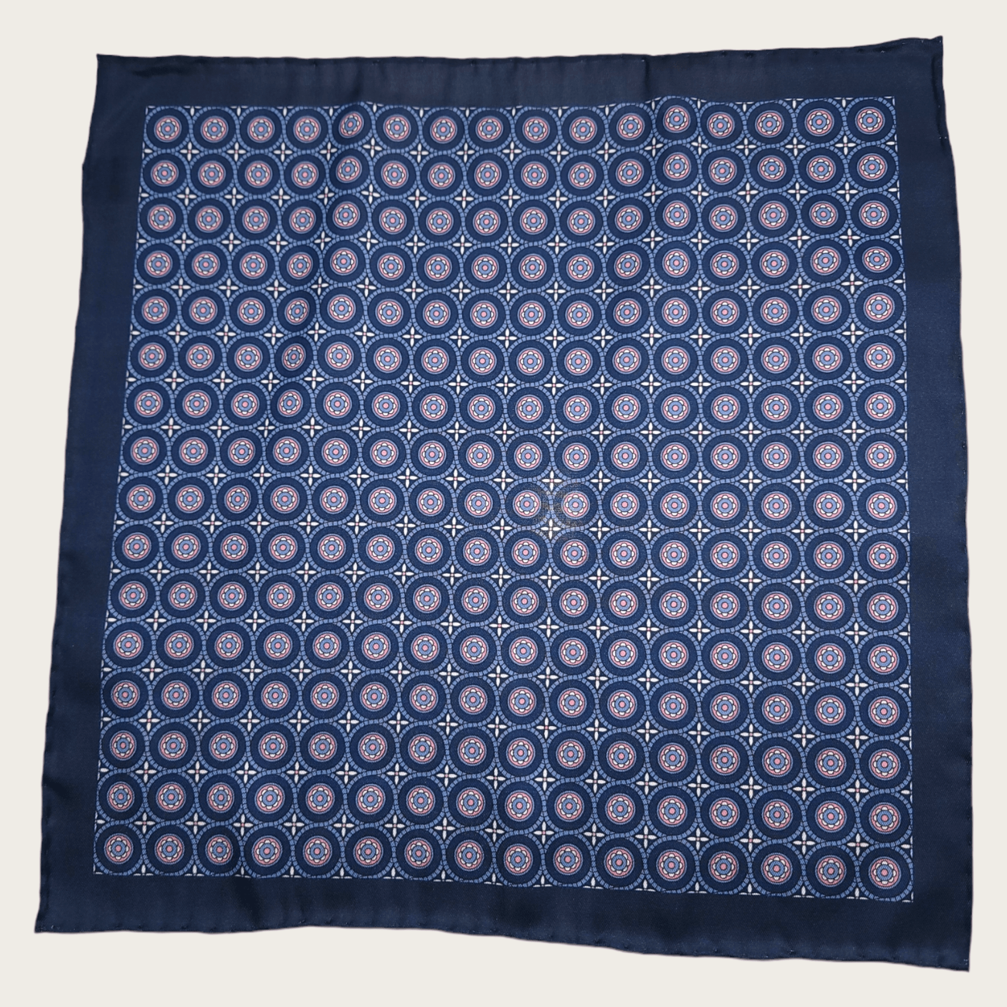 Navy Blue White Pink Dot Stylish and Elegant Silk Pocket Square - STYLETIE