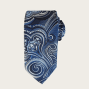 Navy Blue White Silk Tie Pocket Square Set - STYLETIE