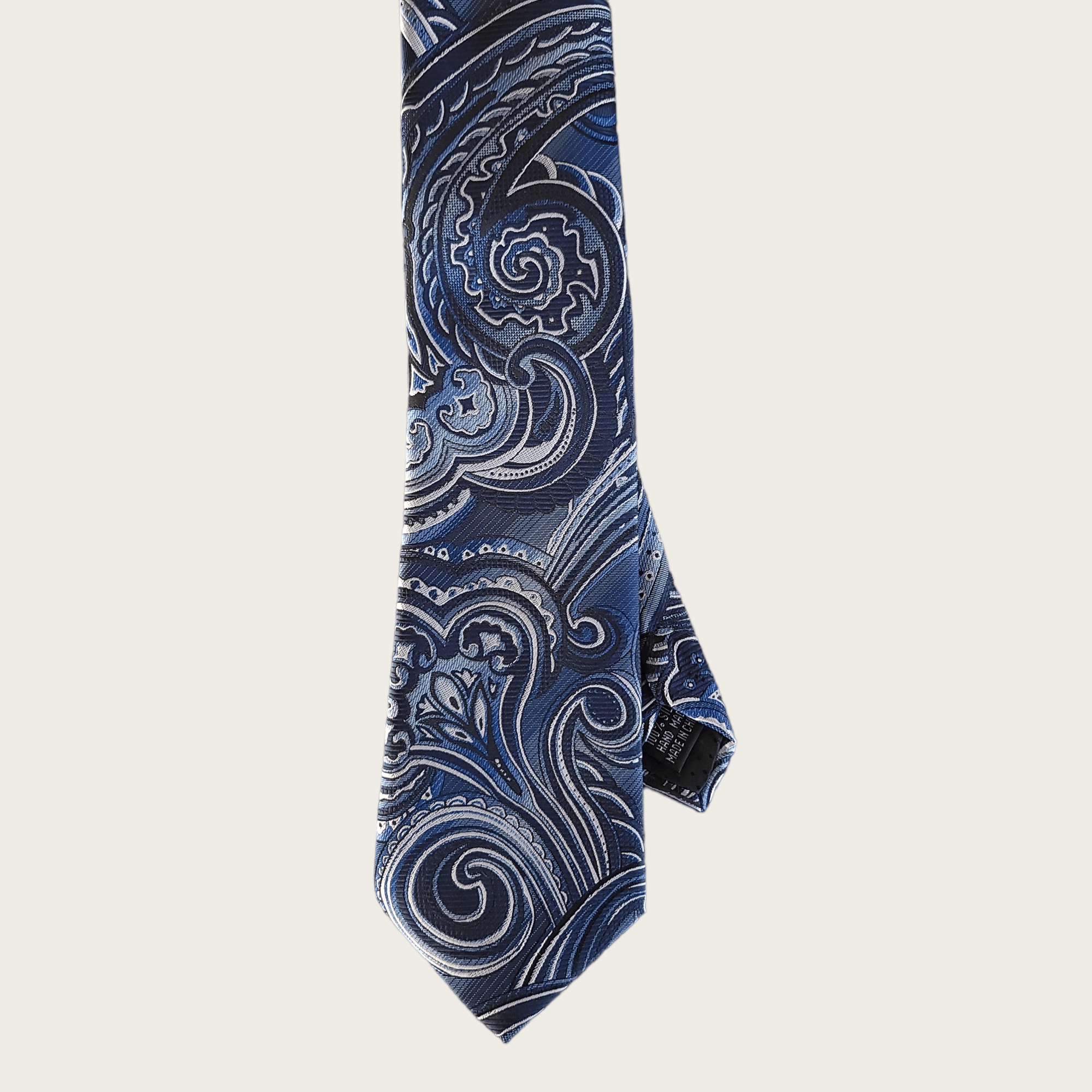 Navy Blue White Silk Tie Pocket Square Set - STYLETIE