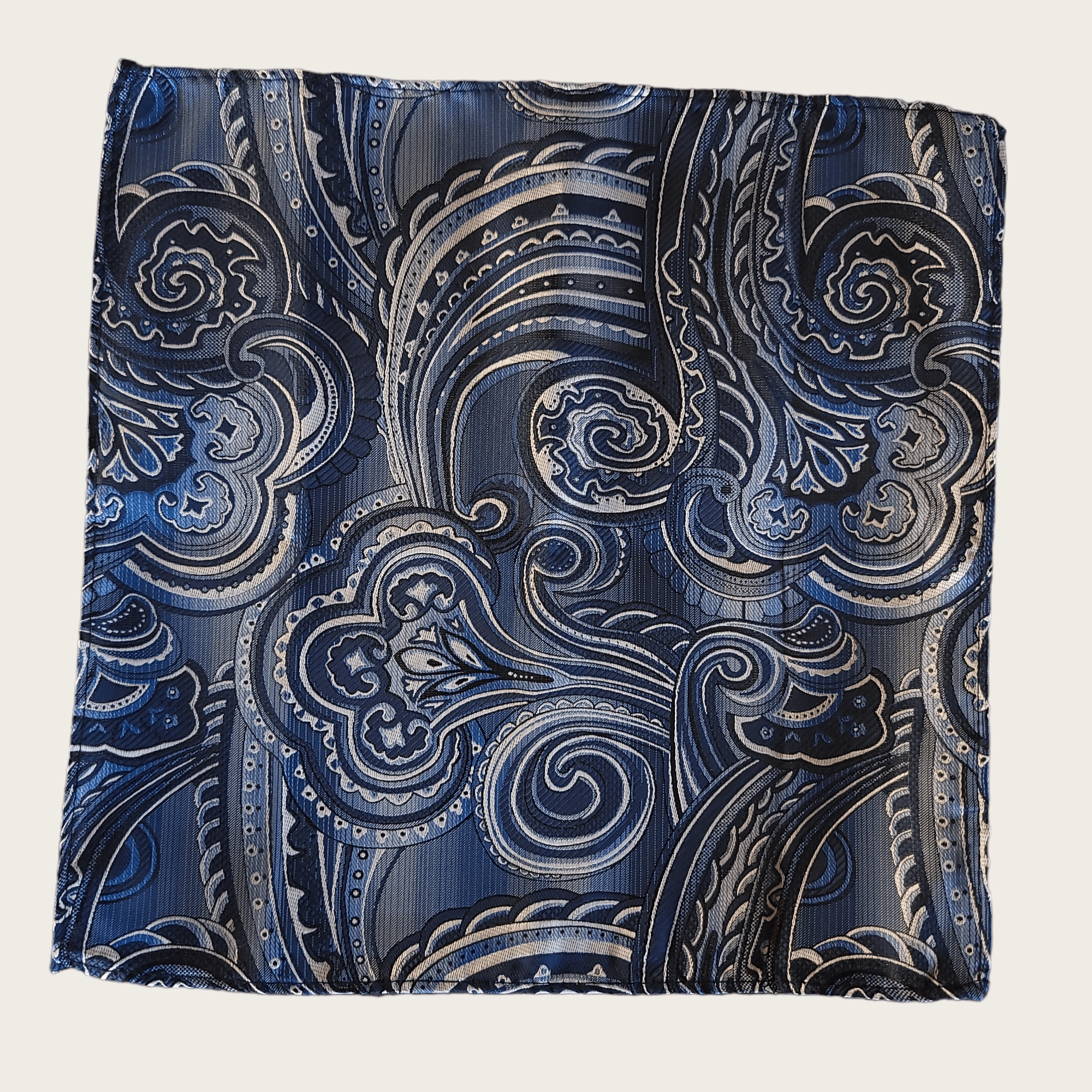 Navy Blue White Silk Tie Pocket Square Set - STYLETIE