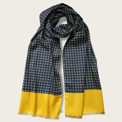 Navy Blue Yellow Dot Luxury Scarf - STYLETIE