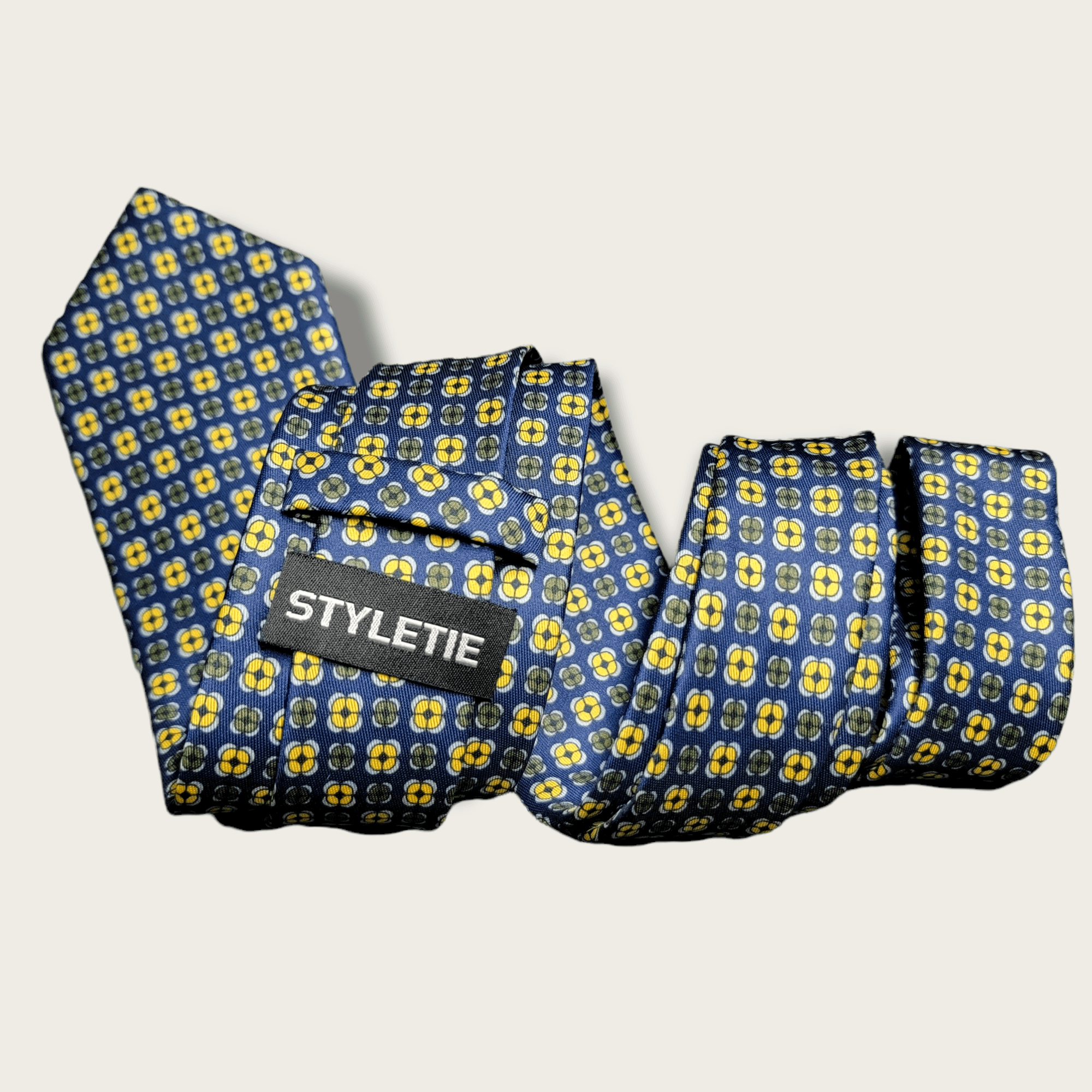 Navy Blue Yellow Dot Tie - STYLETIE