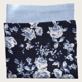 Navy Ice Blue Floral Reversible Pocket Square