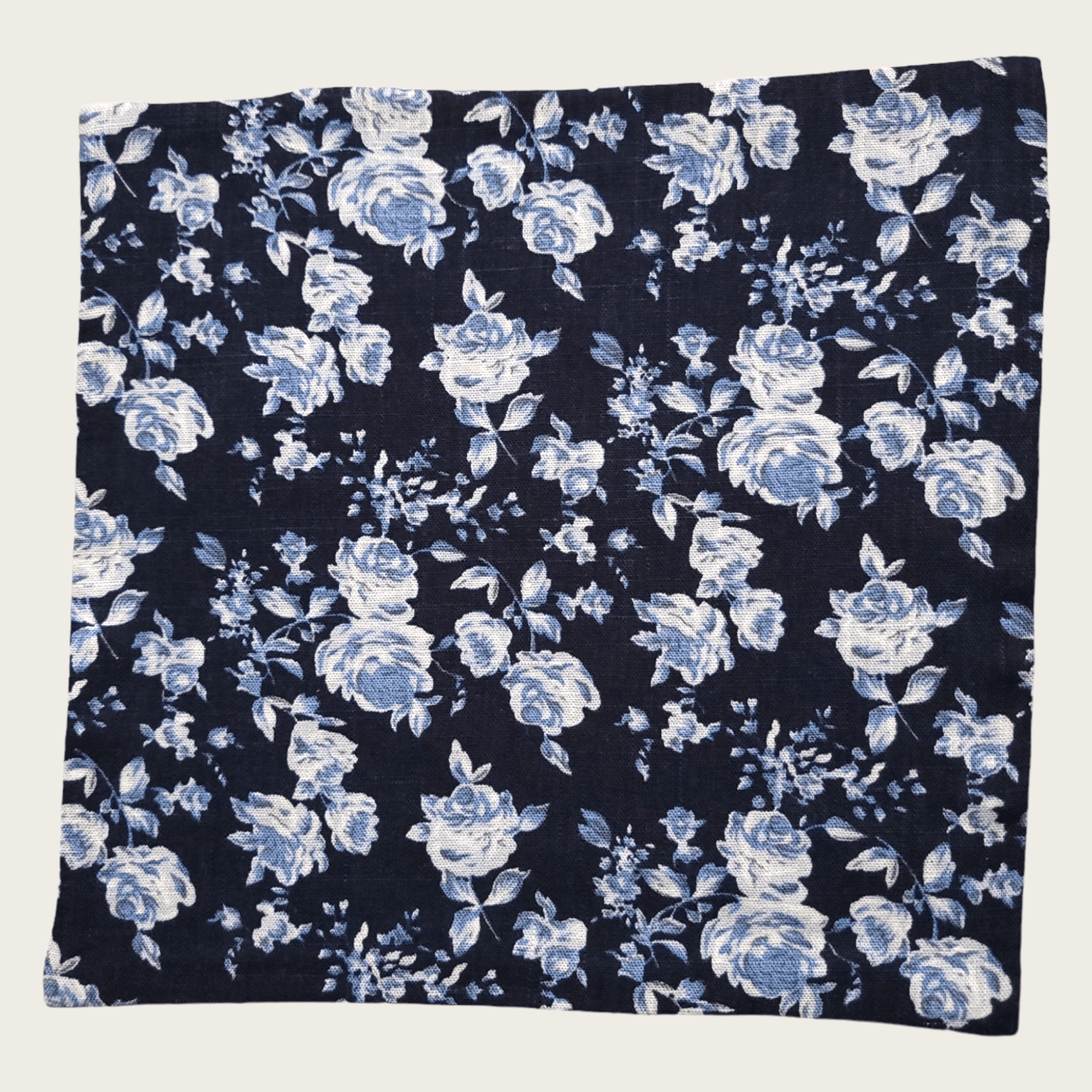 Navy Ice Blue Floral Reversible Pocket Square - STYLETIE