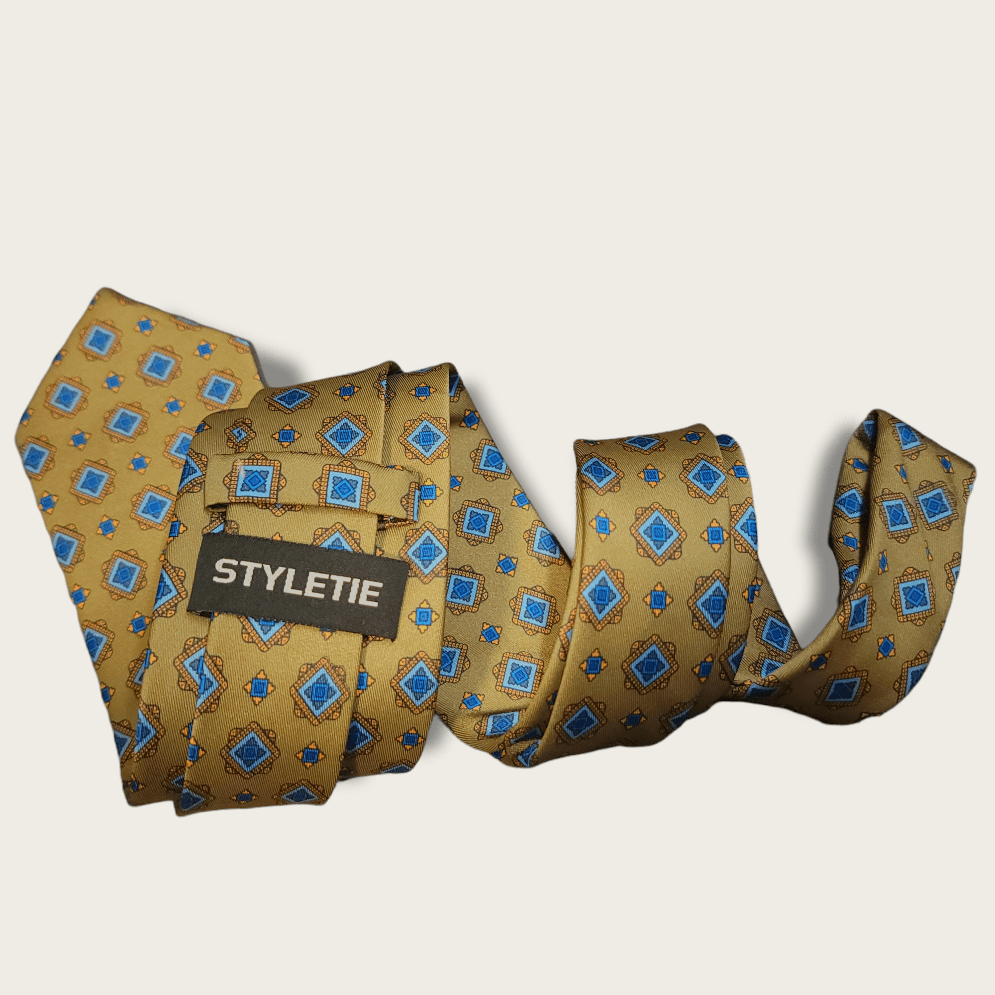 Olive Green Blue Tie - STYLETIE