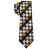 Orange Black White Plaid Silk Tie Pocket Square Cufflink Set - STYLETIE
