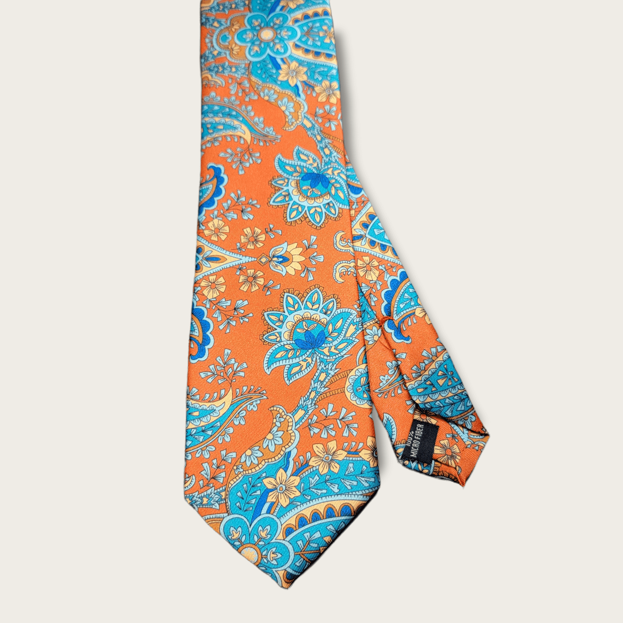 Orange Blue Floral Tie - STYLETIE