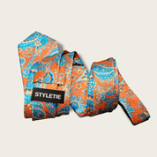 Orange Blue Floral Tie - STYLETIE