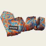 Orange Blue Paisley Tie - STYLETIE