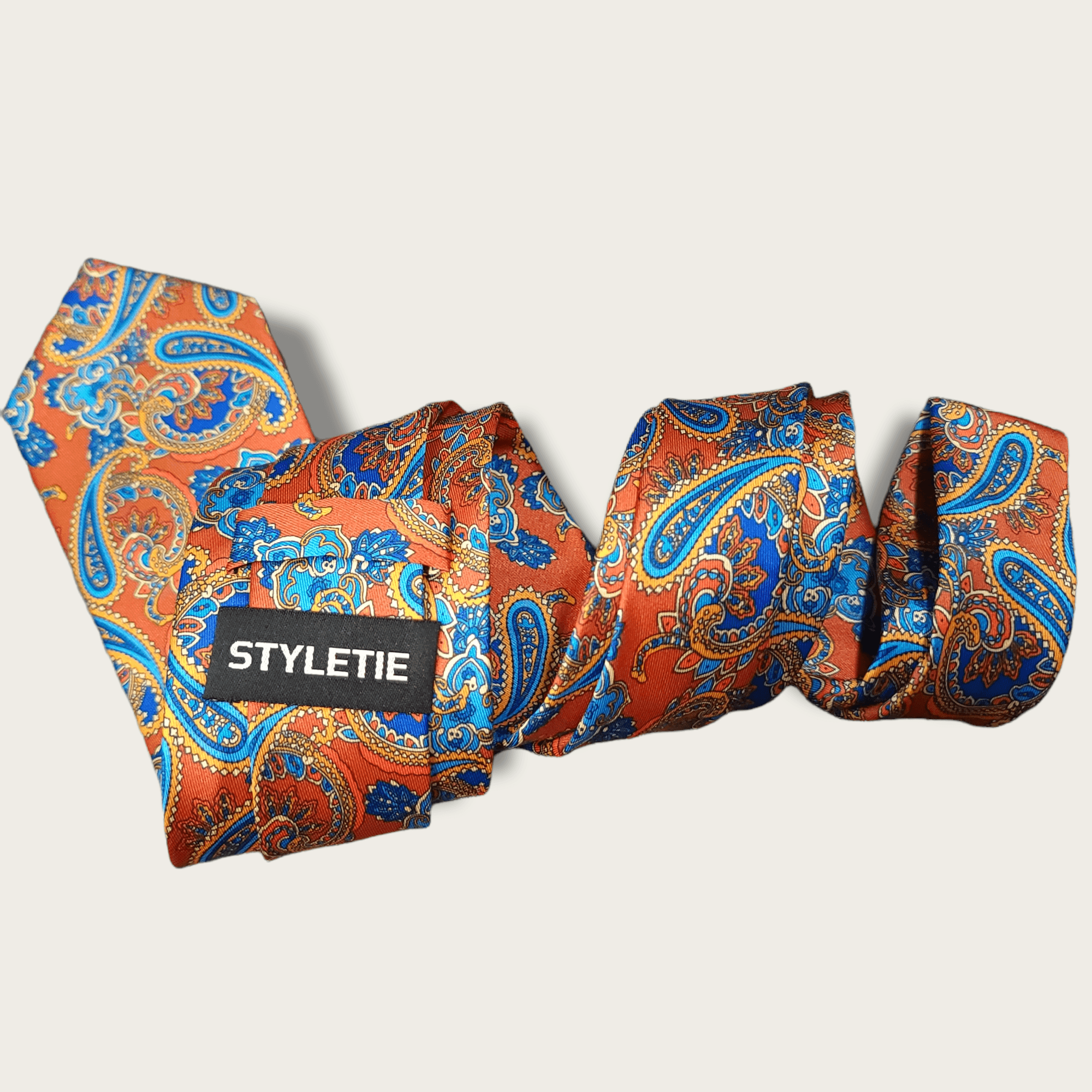 Orange Blue Paisley Tie - STYLETIE